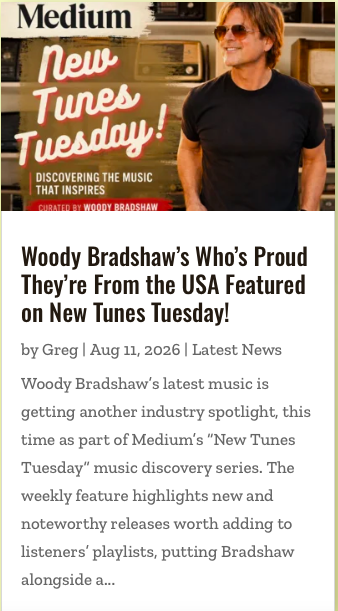 Medium New Tunes Tuesday feature on Woody Bradshaw